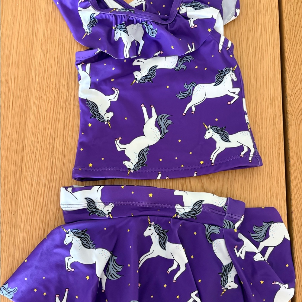 Hanna Andersson Purple Unicorn Print Two-Piece Swimsuit Set